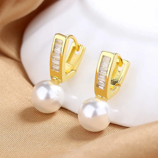 1 pair fashion geometric artificial pearls earrings