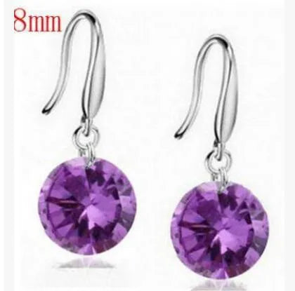 1 pair simple style round inlay copper zircon drop earrings
