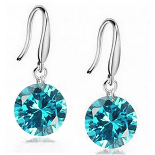 1 pair simple style round inlay copper zircon drop earrings