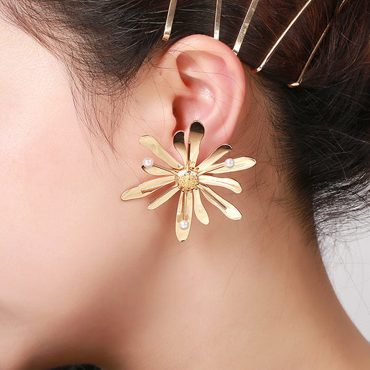 1 pair fashion flower metal stoving varnish women's ear studs