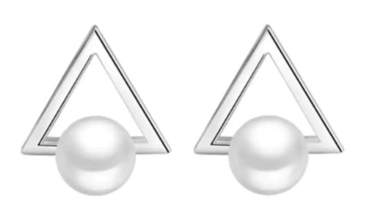 Mirage Triangular pearl stud earrings