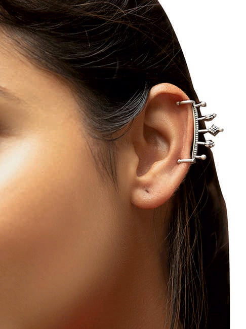 Mirage Oxidize Silver Unique stylish Ear Cuff Earrings