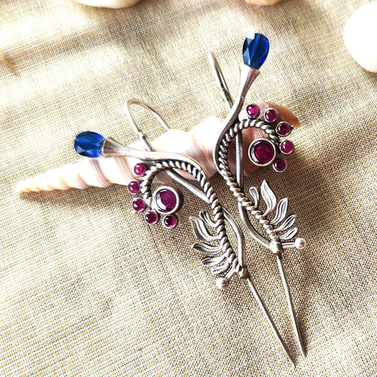 Mirage Pink and Blue Unique stylish Ear Cuff Earrings