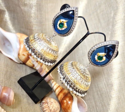 Mirage - Royal Dome Jhumka Earrings with Beaded Drop – Available in Red, Green, Mint Green & Yellow