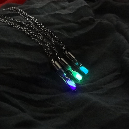 Mirage Luminous Hourglass Pendant Necklace – Glow-in-the-Dark Magic Charm