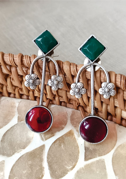 Mirage - Duel color big floral light weight stylish earrings .