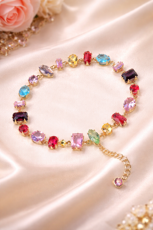 Candy multi color stone Zircon Bracelets - golden