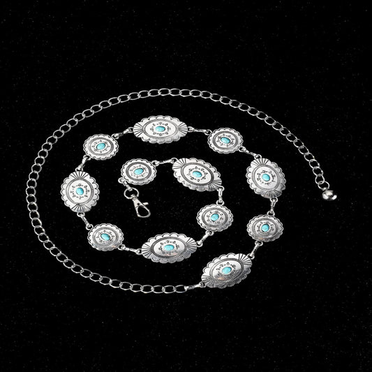 Women’s Chain Belt – Conchos Waist Chain for Dresses