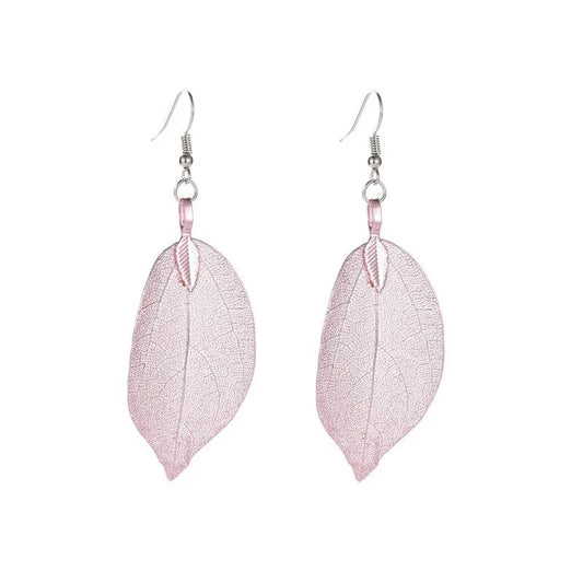 Ethnic Style Leaf Plating Alloy Artificial Gemstones Drop Earrings