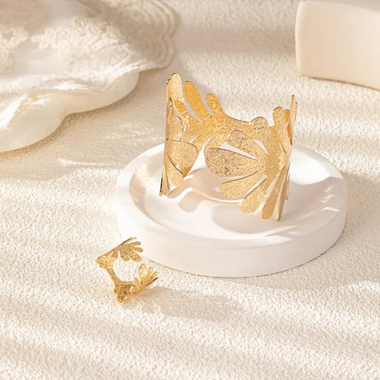 Women’s Adjustable Leaf Bracelet & Ring – A Perfect Pair