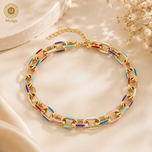 Colorful Twisted Link Chain Necklace for Women | Gold Plated Statement Chain | The Mirage Fashion
