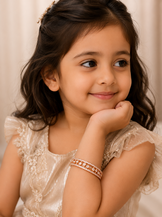 Kids Rose Gold American Diamond Bracelet for Girls with Sparkling CZ Stones | The Mirage Fashion