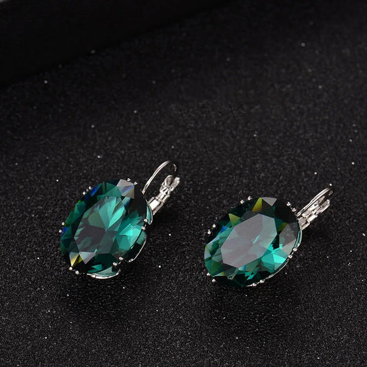 Mirage -Ovel Crystal Silver earrings in many colors | Elegant stylish hanging earrings | Crystal earrings