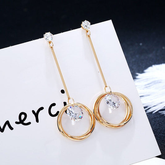 Mirage Long Light Weight Cubic Zircon Crystal Drop Earrings for Women and Girls, for Daily Use, Office Use
