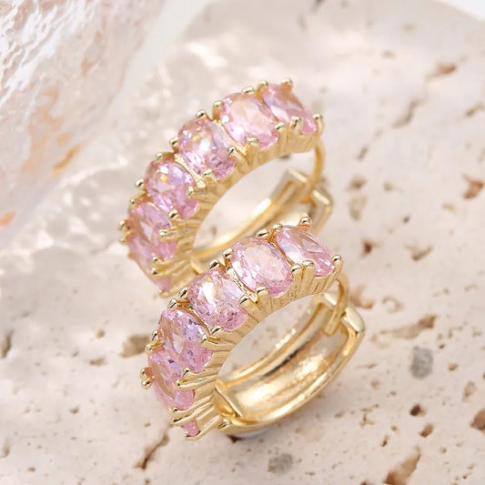 Mirage Golden hoop earing with colored crystal (Copy)