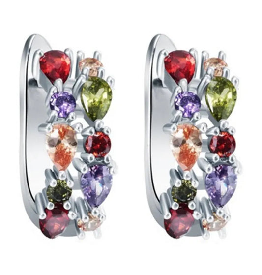 Colourful Stone Hoop Earrings for Women | The Mirage Fashion