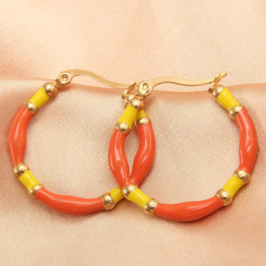 Colourful Enamel Hoop Earrings for Women | The Mirage Fashion