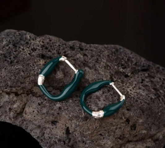 Pastel Enamel Double Hoop Earrings for Women | The Mirage Fashion