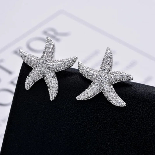 Anti Tarnish Starfish Stud Earrings for Women | Crystal Ocean-Inspired Earrings | The Mirage Fashion