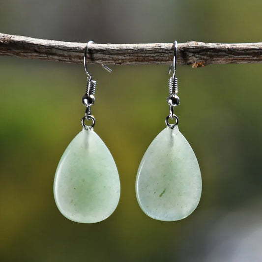 Mirage Simple Style Water Droplets Plating Natural Stone Silver Drop Earrings