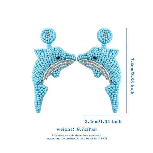 Beach Modern Style Classic Style dolphin Glass Seed Bead Drop Earrings