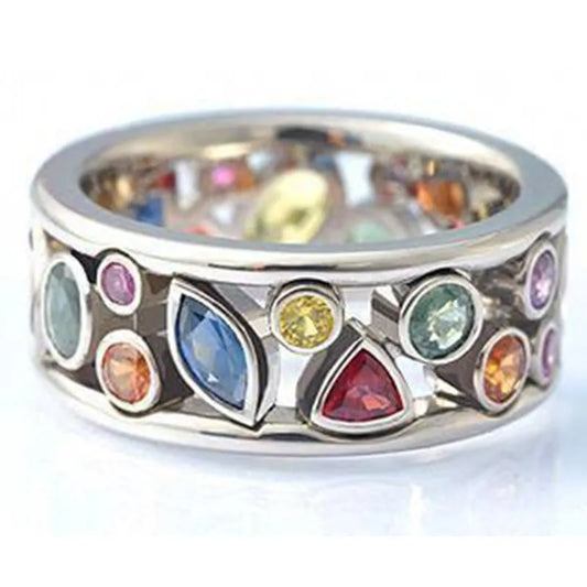 Mirage Multi-Color Crystals Platinum Plated Alloy Ring
