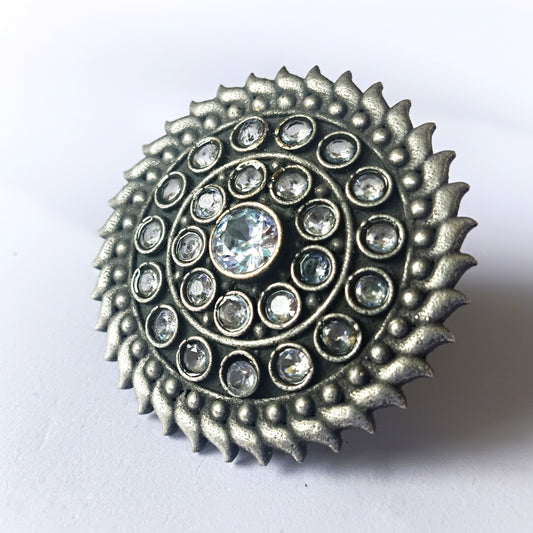 Mirage Oxidised Silver Textured Adjustable Ring