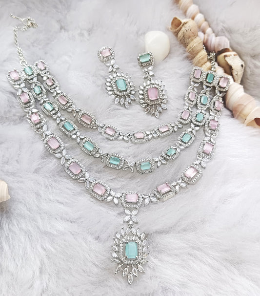 Dazzling Multi-Stone American Diamond Jewelry Set for Women