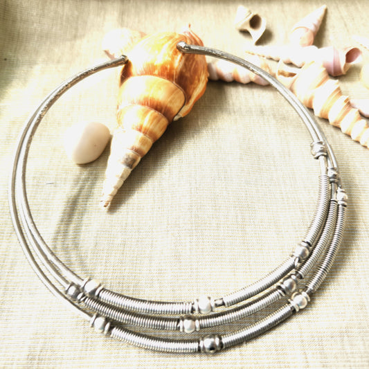 Mirage Stylish Hasli Silver three layered necklace