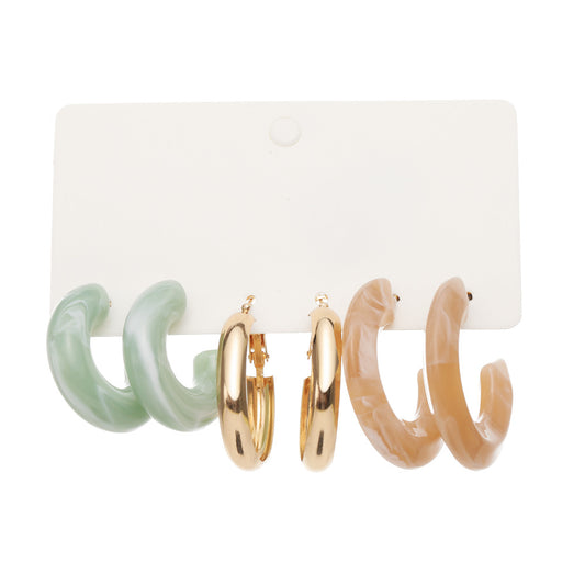 Elegant 3-Pair Hoop Earrings Set for Women