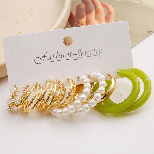 6-Pair Hoop Earrings Set – Elegant Fashion Combo for Women
