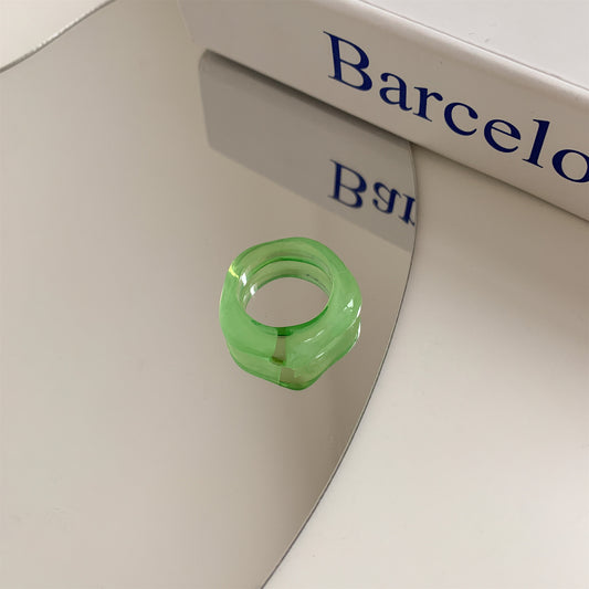 Geometric Color Ring: Transparent Resin Candy Colors for Trendy Girl Fashion