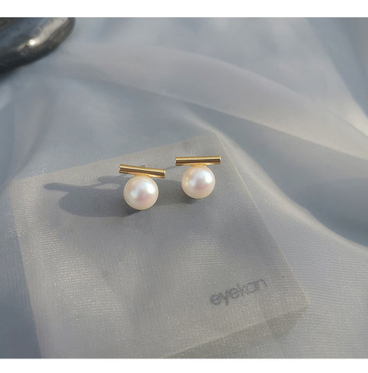 1 pair simple style commute geometric imitation pearl alloy earrings