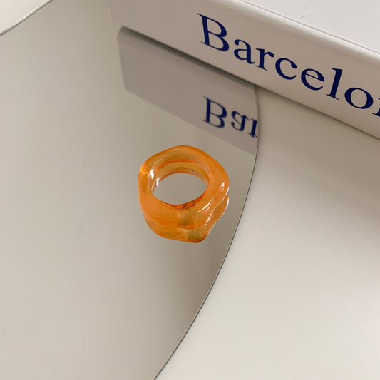 Geometric Color Ring: Transparent Resin Candy Colors for Trendy Girl Fashion