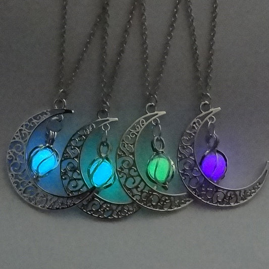 Mirage Glowing Crescent Moon Pendant Necklace