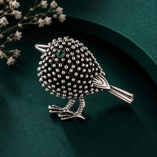 Gold bird-shaped statement brooch pin for women