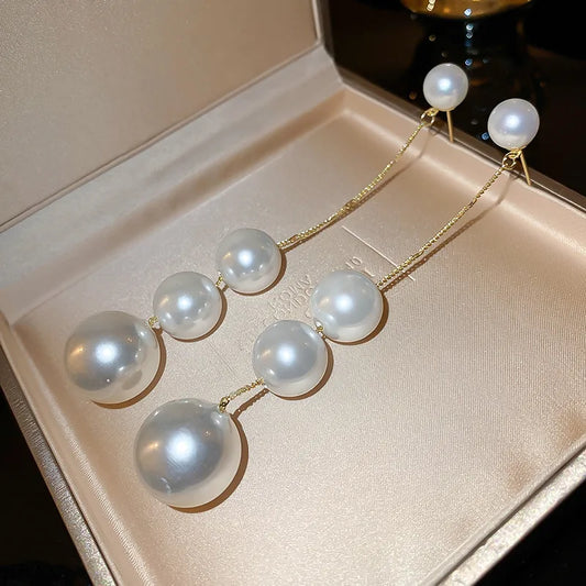 Wholesale jewelry lady pearl alloy gold plated plating drop earrings