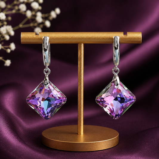 Multicolor Square Crystal Drop Earrings for Women | The Mirage Fashion