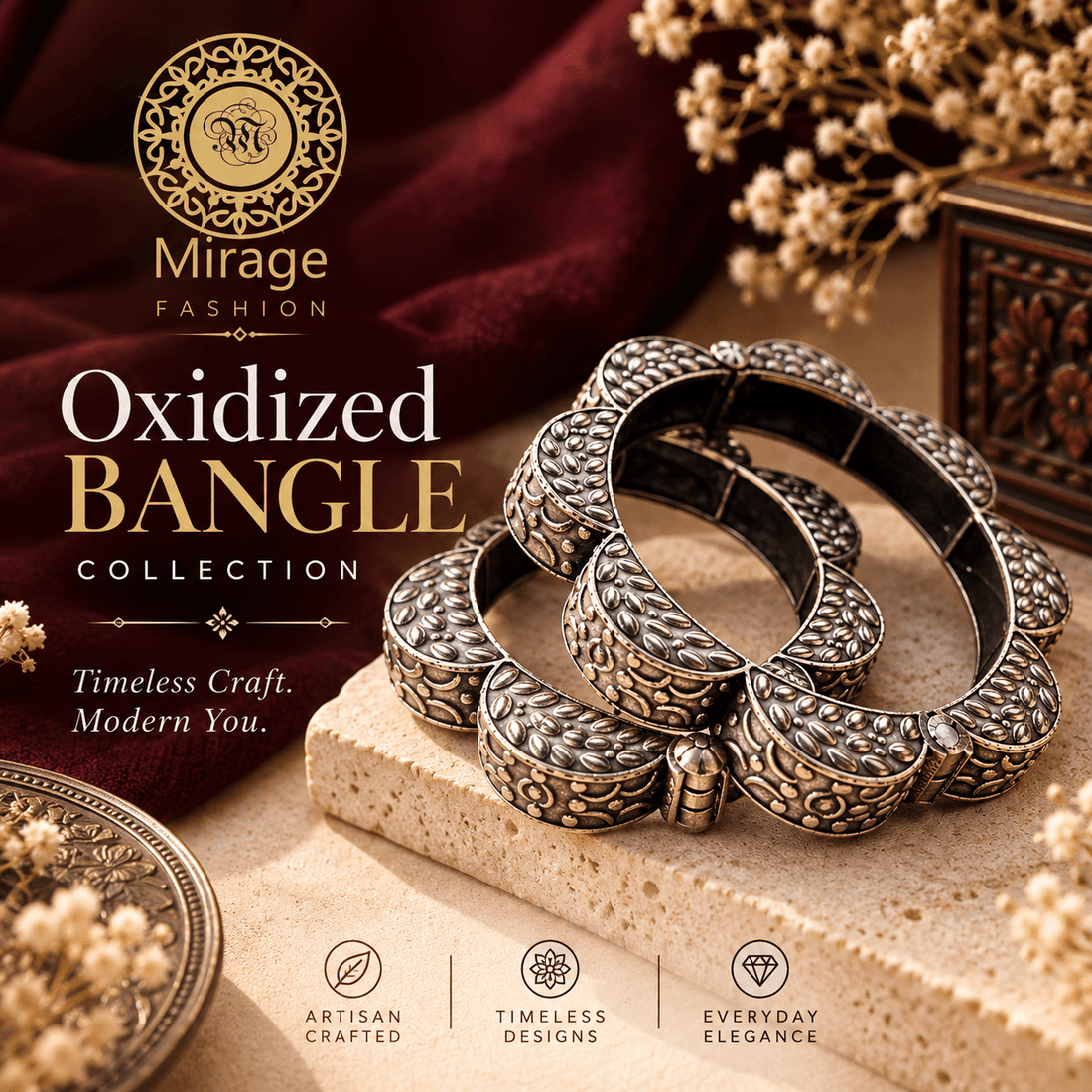 Oxidized bangles for women collection by The Mirage Fashion