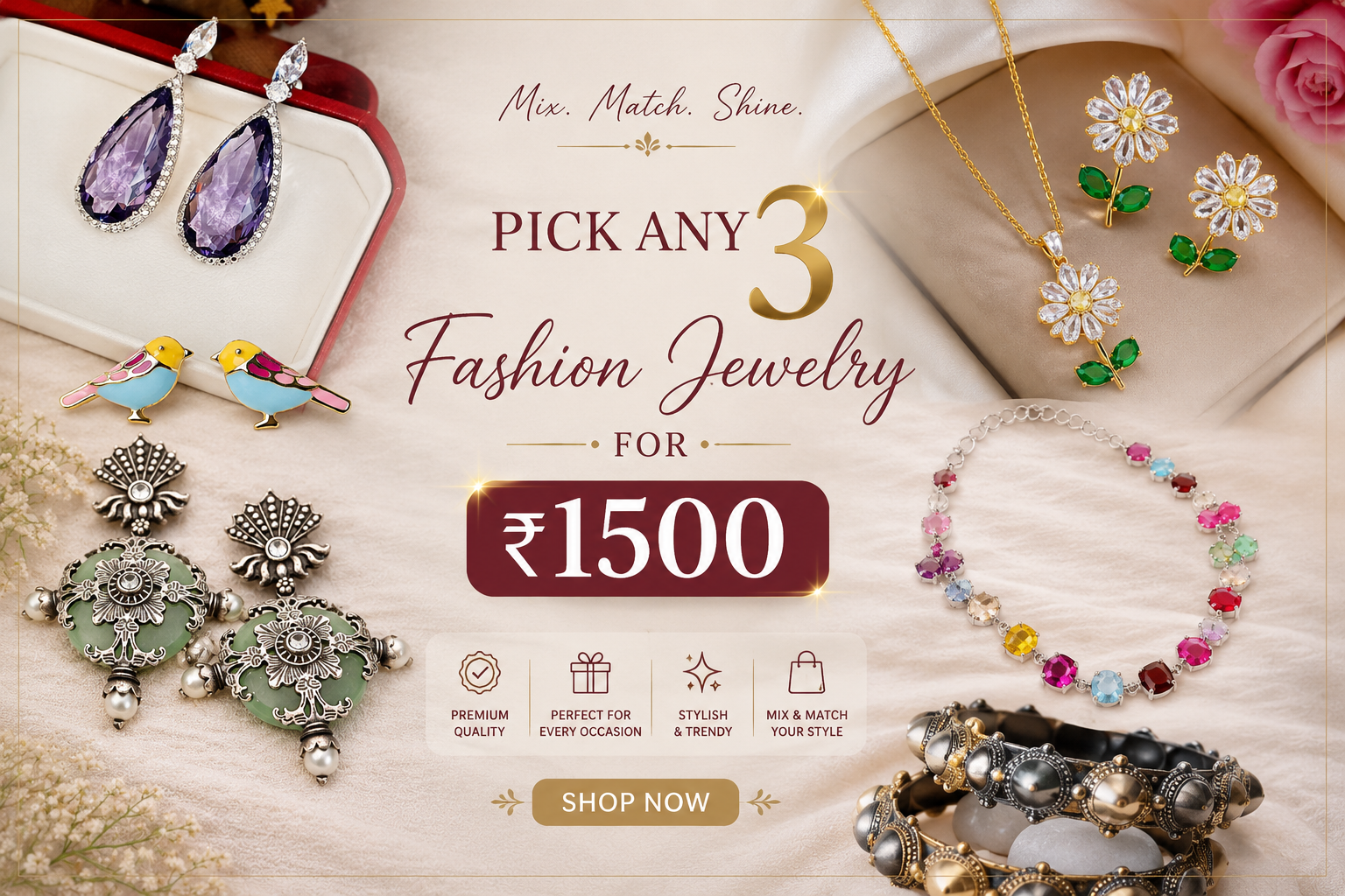 Pick Any 3 Jewelry for ₹1500  The Mirage Fashion