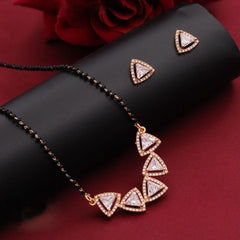 Mirage - Modern CZ Geometric Triangle Mangalsutra with Earrings Set