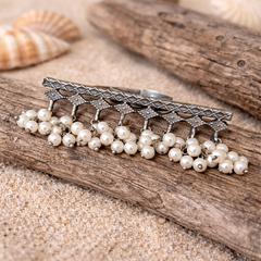 Oxidized Silver Pearl Ring for Women | Ethnic Statement Ring