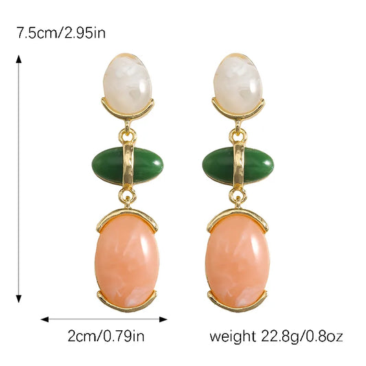Pastel Stone Drop Earrings in Gold Finish | Elegant Statement Earrings for Women – The Mirage Fashion