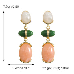 Pastel Stone Drop Earrings in Gold Finish | Elegant Statement Earrings for Women – The Mirage Fashion