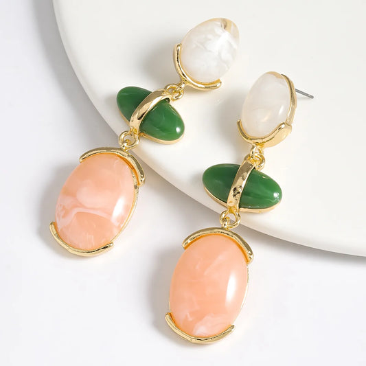 Pastel Stone Drop Earrings in Gold Finish | Elegant Statement Earrings for Women – The Mirage Fashion