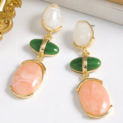 Pastel Stone Drop Earrings in Gold Finish | Elegant Statement Earrings for Women – The Mirage Fashion
