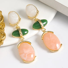 Pastel Stone Drop Earrings in Gold Finish | Elegant Statement Earrings for Women – The Mirage Fashion