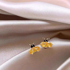 Golden Crystal Bee Stud Earrings for Women | Elegant Statement Jewelry – The Mirage Fashion