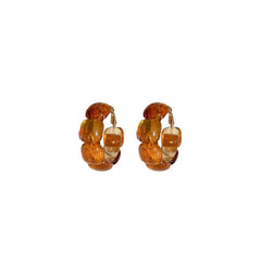 Amber Resin Chunky Hoop Earrings with Gold Finish | Bold Statement Earrings for Women – The Mirage Fashion