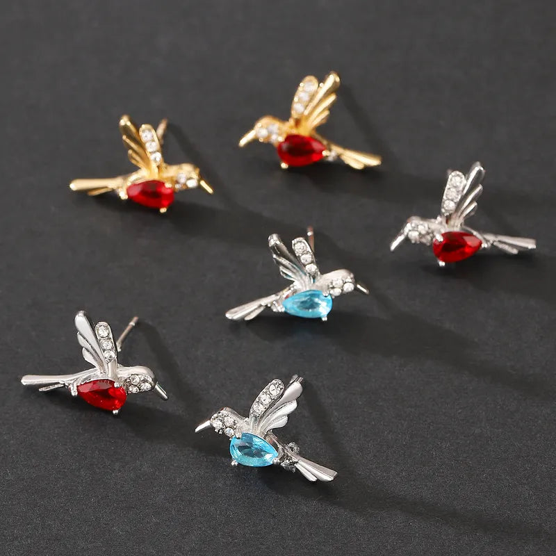 Silver Blue Crystal Bird Stud Earrings for Women | Elegant Nature-Inspired Jewelry – The Mirage Fashion